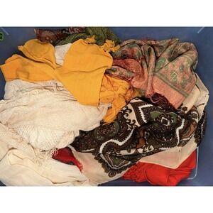 Vintage Scarf Lot 16 Mixed Style Boho Floral Paisley Fringe Junk Drawer